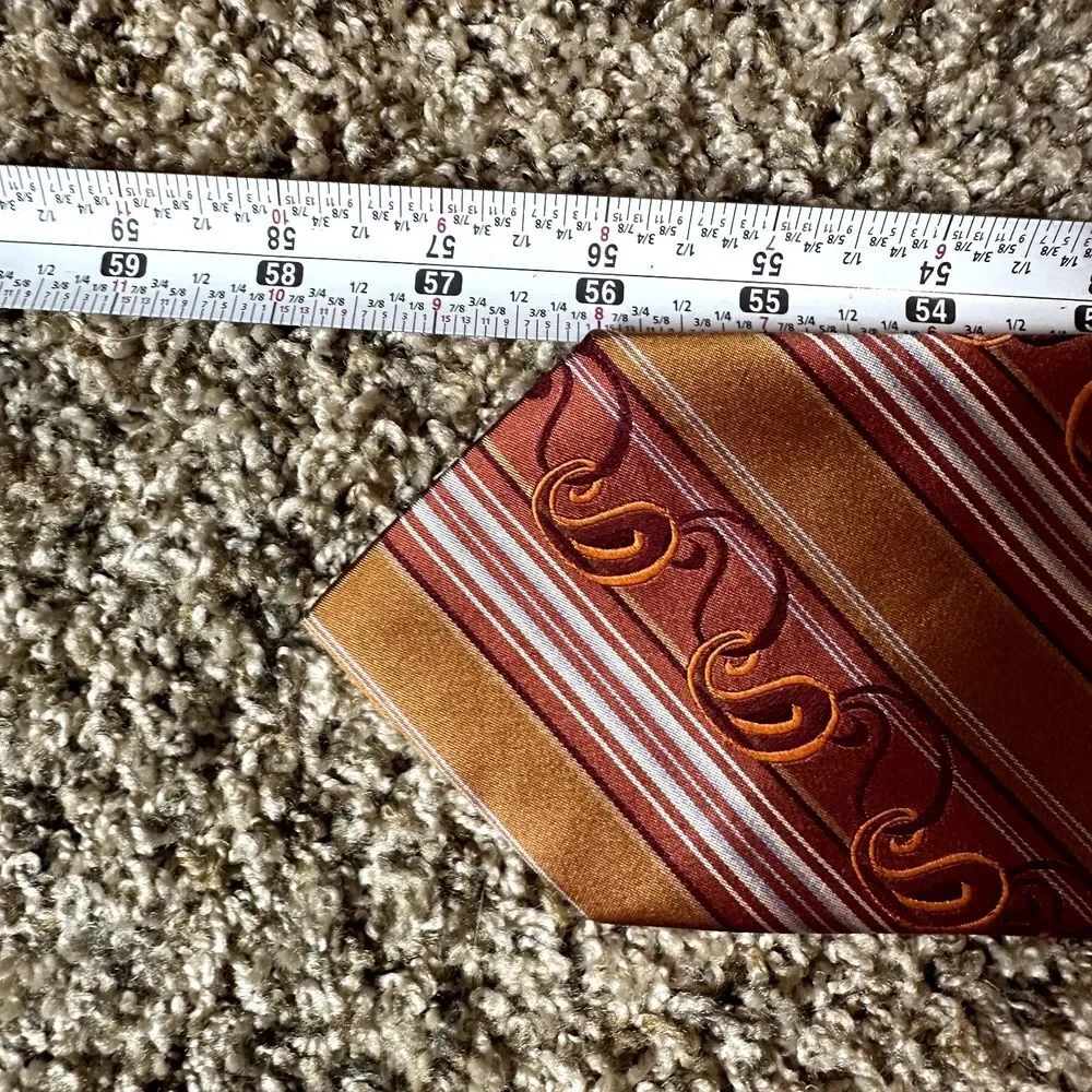 GIANNI VERSACE Men's 100% Silk Necktie SPAIN‎ Luxury Vertical Striped Abstract